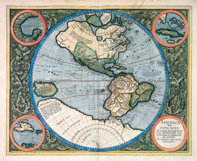 America or the New India, fra "Atlas eller kosmografiske meditasjoner over verdens stoff og stoffets form" av Gerhard Kremer Mercator av Unknown artist