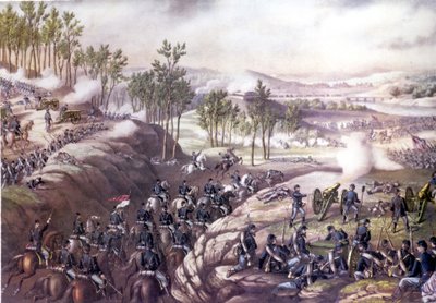Amerikansk borgerkrig (1861 - 1865): Slaget ved Resaca (Georgia) 13.-15. mai 1864. Gravering av 1800-tallet. av Unknown artist