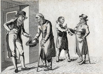 Amone. Tiggere pleier hatter for å romme mynter. Sluttgravering av 1700-tallet. Privat samling. av Unknown artist