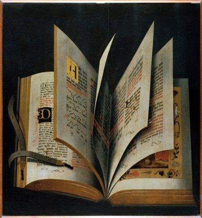 En åpnet liturgisk bok - Anonym - Tidlig på 1500-tallet. - Olje på tre - 70,2x65 - Galleria degli Uffizi, Firenze av Unknown artist