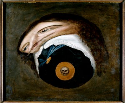 Anamorfisk portrett av Charles I (olje på panel) av Unknown artist