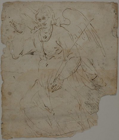 Annunciate Angel (recto); Skisser av sittende figur, og øvre del og høyre hånd av Annunciate Angel (verso) av Unknown artist