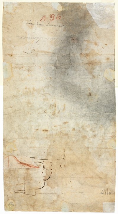Arkitektonisk skisse (verso) av Unknown artist