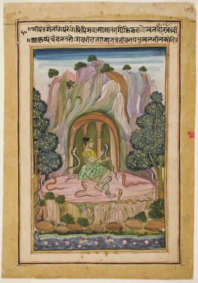 Asavari Ragini, side fra et sett med Garland of Musical Ragas (Ragamala). av Unknown artist