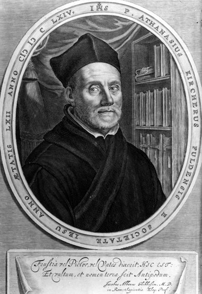 Athanasius Kircher (1601 - 1680), jesuite, orientalist og tysk lærd - Gravering sd 1700-tallet av Unknown artist