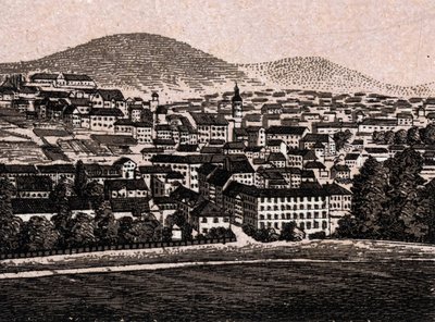Baden Baden (Baden-Baden), Tyskland: utsikt over byen (generell utsikt). i "" Verden illustrerer 168 visninger"" Udatert (slutten av 1800-tallet) av Unknown artist