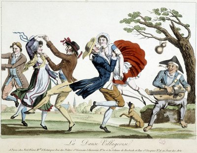 Ball: landsbydans - a.n.d., slutten av 1700-tallet, Carnavalet. av Unknown artist