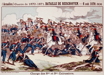 Slaget ved Worth, 6. august 1870 i åpningsfasen av den fransk-prøyssiske krigen (gravering) av Unknown artist