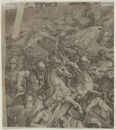 Slaget ved Milvian Bridge (fragment) (verso) av Unknown artist