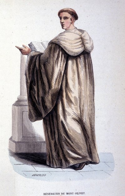 Benedictin du Mont Olivet. Gravering fra et album på religiøse ordre, Paris av Unknown artist