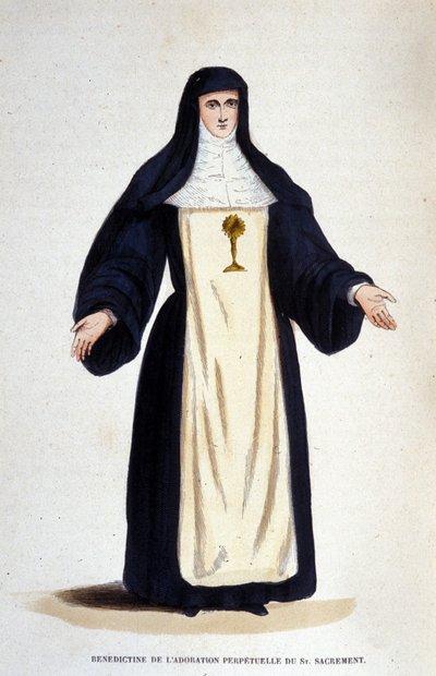 Benedictine av den evige tilbedelsen av det hellige sakramentet, en orden grunnlagt av Catherine de Bar i Paris i 1654. av Unknown artist