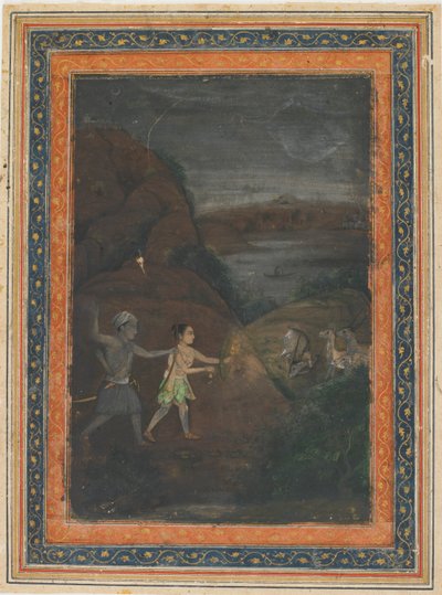 Bhils jakter hjort om natten av Unknown artist