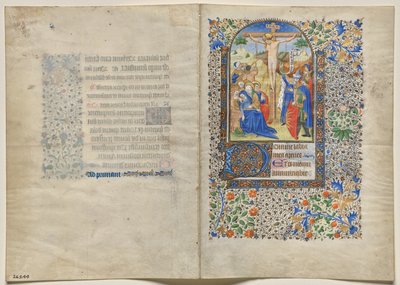 Bifolio fra en tidebok: Korsfestelsen: Korsets timer (recto) av Unknown artist