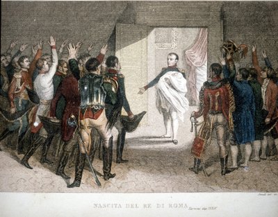 Fødsel av kongen av Roma: Napoleon II (Francis Charles Joseph Napoleon Bonaparte), sønn av keiser Napoleon I (1769-1821). 1811-1832. av Unknown artist