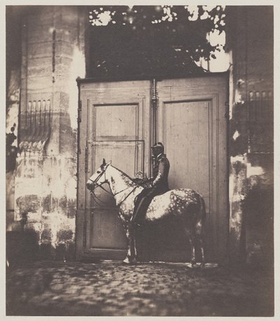 Black Horseman foran en døråpning av Unknown artist