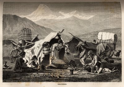 Bohem leir. Gravering for å illustrere reisen i provinsene i Kaukasus, av Basile Vereschaguine, i 1864-1865, publisert i "" Le tour du monde, nouveau journal des voyages", redigert av Edouard Charton av Unknown artist