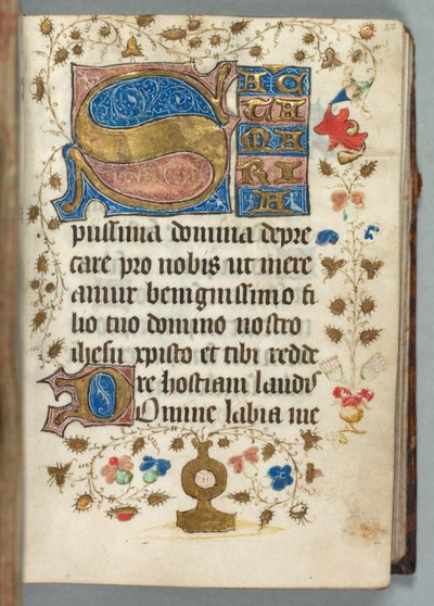 Timebok (Bruk av Metz): Fol. 27r, dekorerte initialer av Unknown artist