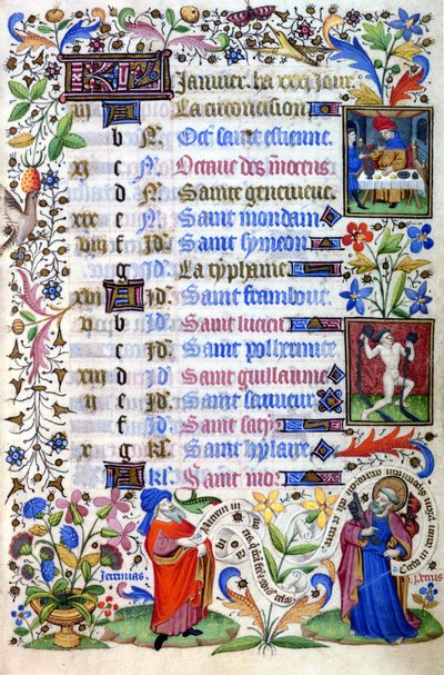 Timebok på 1400-tallet. Januar måned. Milano, Biblioteca Trivulziana. av Unknown artist
