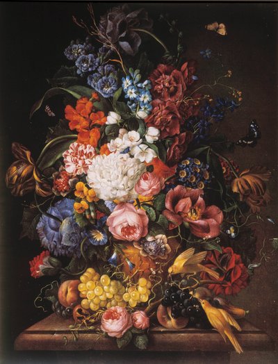 Blomsterbukett. Anonymt maleri av Unknown artist