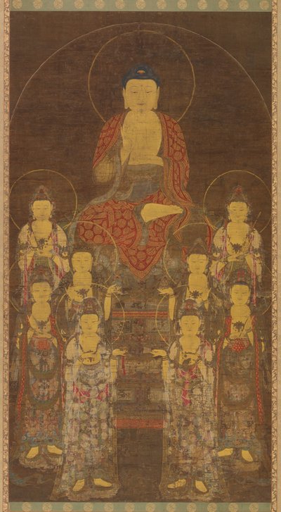 Buddha Amitabha (Amita) og de åtte store bodhisattvaene av Unknown artist