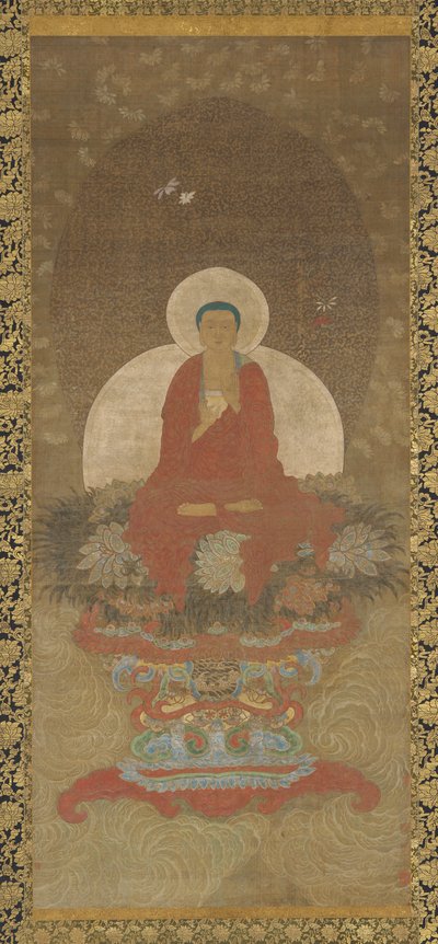Buddha tronet på en matte av Kusa-gress av Unknown artist