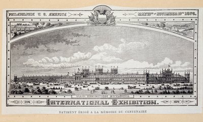Å bygge erige til minne om hundreårsdagen (1776-1876) på Philadelphia International Exhibition av Unknown artist