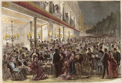 Cafe on the Grands Boulevards on a summer evening 1869 - Paris - Cafe on the Grands Boulevards on a summer evening - 1869 av Unknown artist