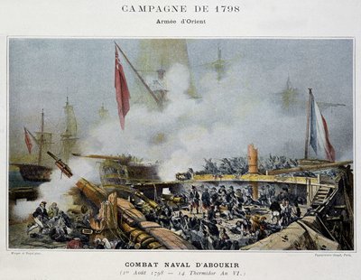 Kampanje (ekspedisjon) av Egypt (1798-1801): slaget ved Aboukir - i "" Napoleons sjøslag"" av Unknown artist