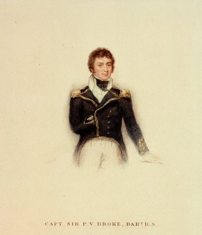 Kaptein PV Broke, Royal Navy, tidlig på 1800-tallet (farget gravering) av Unknown artist