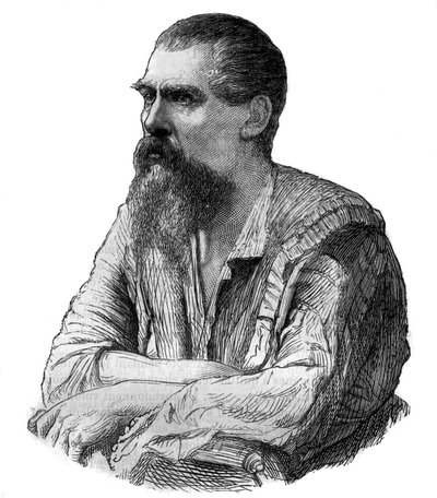 Kaptein Richard Burton, britisk oppdagelsesreisende, forfatter, soldat og diplomat - Portrett av den britiske oppdageren, forfatteren og lingvisten Sir Richard Francis Burton (1821-1890) - Gravering i "" Pittoresk historie om store reiser i det nittende år av Unknown artist