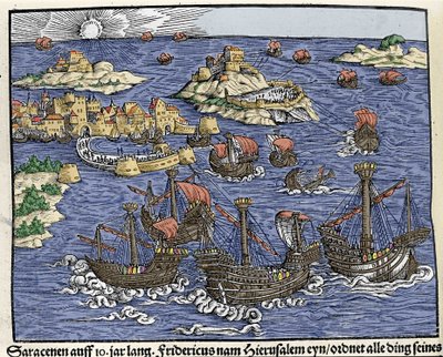 Erobringen av Jerusalem av Saracen Armies i februar 638. I "Den Noble Strict Best Fromen""" av Johann Stumpff av Unknown artist