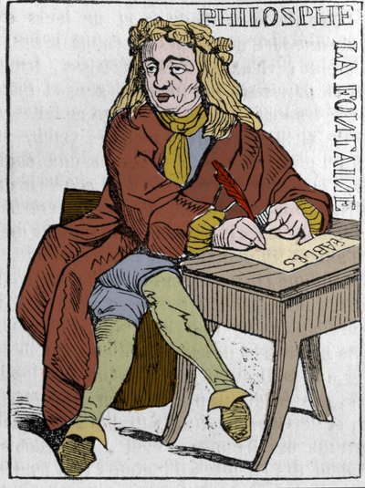Card to play of the French Republic (1793) published in the National Convention on 21/09/1792, after the fall of the Kingdoms: the character of the philosopher under the traits of Jean de la Fontaine (1621-1695) French poet. In “” The picturesque store”” 1 av Unknown artist