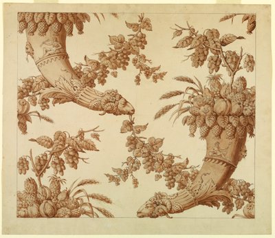 Tegneserie for Silk Damask: Cornucopias with Rams