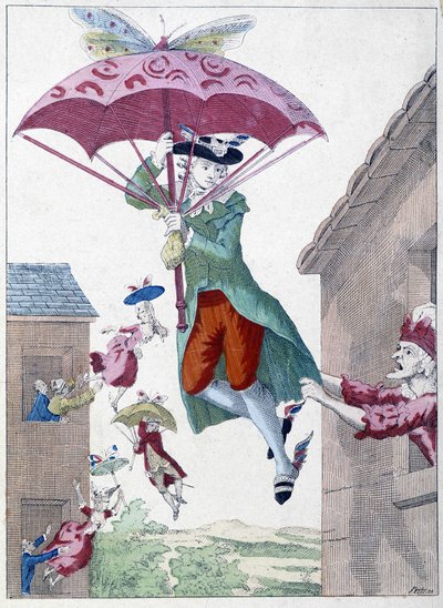 Tegneserie om ideen om å fly bort av Unknown artist