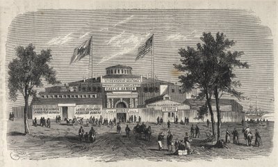 Castle Garden Immigration Center Depot - Castle Garden emigrantdepot - New York State - Emigration Commission Establishment - Gravering i "The Illustrous Universe" fra 1869 av Unknown artist