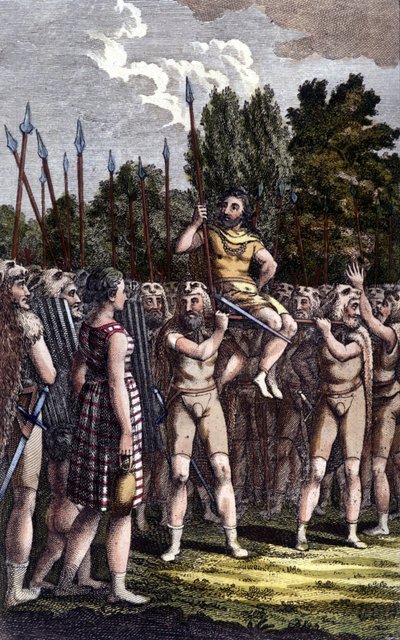 Keltisk seremoni. 1800-talls gravering. av Unknown artist