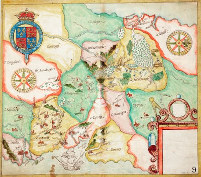 Sentral-Irland, Dublin til Sligo, ca. 1600 (lin, papir) av Unknown artist