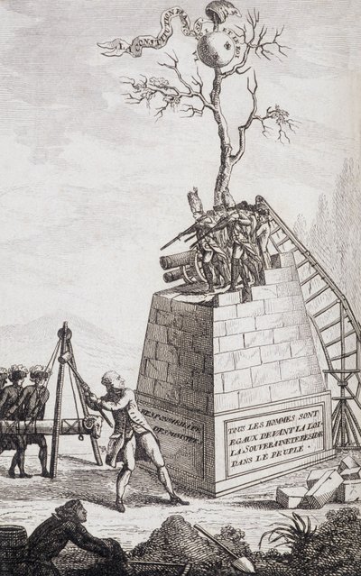 Anklage mot Necker - Frontispice i "" Supplement til privatlivet og det virkelige departementet til Mr. Necker, generaldirektør for finans"" av en borger, red. Pellet, Genève av Unknown artist