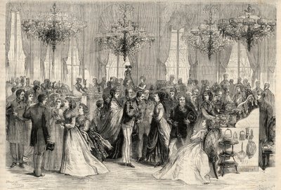 Veldedighetssalg til Utenriksdepartementet for bygging av et tysk sykehus i Paris. Gravering i "The Universe illustrious" av Unknown artist