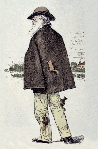 Charles Darwin (1809 - 1882), engelsk naturforsker med ekorn. av Unknown artist