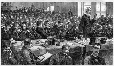Charles Julius Guiteau (1841-1882), murderer of U.S. president James Abram Garfield (1831-1881), during trial in 1881, United States av Unknown artist