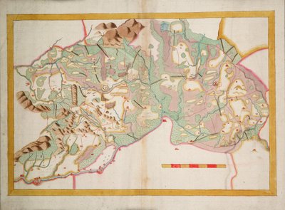 Kart over Leix og Offaly, Irland, ca. 1590 (papir, lin) av Unknown artist