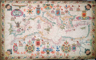 Kart over Middelhavet, Svartehavet og Kaspihavet, ca. 1600 (manuskript) av Unknown artist