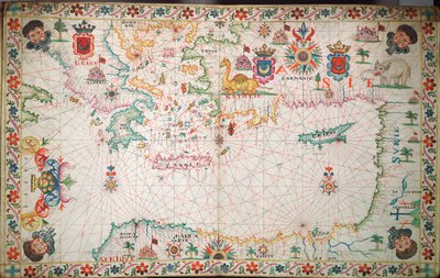 Kart over det østlige Middelhavet, ca. 1600 (manuskript) av Unknown artist