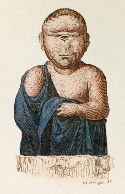 Barn med ett øye, klassifisert etter Linnéene-nomenklaturen og Cuviers klassifisering (gravering) av Unknown artist