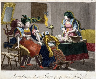 Fødsel i Hellas - gravering, slutten av 1800-tallet av Unknown artist