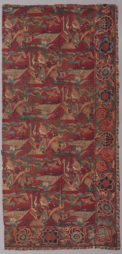 Chintz-sengetrekk eller hengende med japansk-inspirert mønster, høyre halvdel av Unknown artist