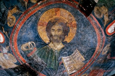 Christ Pantocrator - Anonym - 1200-tallet - Fresco - Boyana Church, Sofia, Bulgarie ©FineArtImages/Leemage av Unknown artist