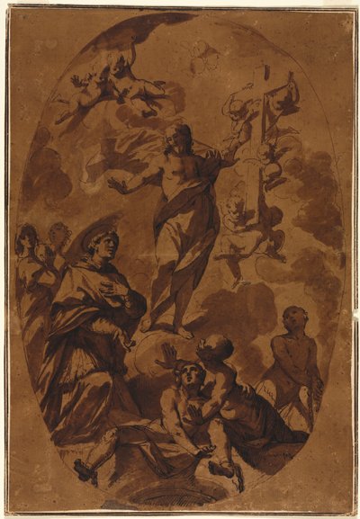 Christ Triumphant Appearing to an Interceding Saint   1304846   no       norwegian Successfully Translated  Original: De Terugkomst van het Bataillon Mobile Schuttery van Utrecht, op den 19 Augustus 1834 (title on object) Translat: De Terugkomst van het Ba av Unknown artist