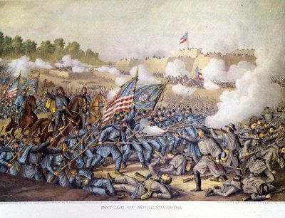 Borgerkrig (1861 - 1865), amerikansk borgerkrig: 05/05/1862. Slaget ved Williamsburg. Gravering. av Unknown artist